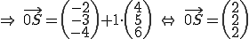 h: x=(-2,-3,-4)+1*(4,5,6) x=(2,2,2)