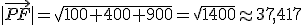 |PF|=wurzel(100 + 400 + 900)=wurzel(1400)=ca.37,417