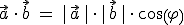 vektor a*vektor b=betrag(vektor a)*betrag(vektor b)*cosinus(phi)